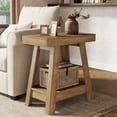 thumbnail image 7 of Finmind 2-Tier Wooden End Table Set of 2, Farmhouse Slim Side Table with Storage for Living Room or Bedroom, Natural, 7 of 7