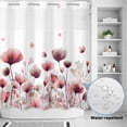 thumbnail image 2 of No Hook Shower Curtain, Watercolor Flowers Shower Curtains for Bathroom with See Through Top Window, Spring Pink Ink Floral Botanical Waterproof & Washable Bath Curtain 66"x72", 2 of 9
