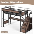 thumbnail image 2 of Bellemave Twin Loft Bed with Desk, Metal Loft Bed with Storage & Wardrobe, High Loft Bed with LED Lights & Charaging Station, Heavy Duty Metal Frame with Pegboard & Baskets for Teens Adults, Black, 2 of 13