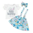 thumbnail image 3 of Toddler Baby Kids Girls Easter Rabbit Bunny Print Tops Suspenders Skirts Princess Outfits Set For 5-6 Years, 3 of 9