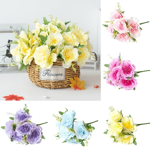 D-GROEE Roses Artificial Flowers Faux Silk Rose Flowers with Stem Artificial Roses Bouquet for Home Wedding Party Decoration
