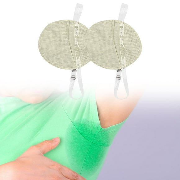 2 protectores de axilas invisibles que absorben el sudor, con correa para el hombro, transpirables, lavables, cómodos y reutilizables. Caqui