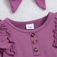 thumbnail image 6 of masbird Newborn Infant Baby Girl Outfits Ruffle Bear Long Sleeve Romper Bodysuit Tops Pants Set Cute Fall Winter Clothes,Purple,6-9 M, 6 of 9