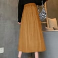 thumbnail image 7 of Ynynloco Corduroy Skirt for Womens Elastic High Waist Stretch A-Line Midi Skirt with Belts Solid Color Loose Fit Comfy Long Skirt, 7 of 7
