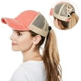 thumbnail image 4 of LINLIN Ponytail Baseball Cap, Women's High Ponytail Hat Sun Hat Peaked Cap Versatile Washed Dad Hat for Outdoor Sports Such as Jogging and Tennis, 4 of 5