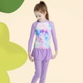 thumbnail image 3 of 7-14Y Girls Rash Guards Swimsuit Long Sleeve Swim Shirts + Swim Culottes Cover-up Skirts Set, Uccdo Little Girl 2 Pieces Bathing Suits For Beach Swimming Pool Party, 3 of 7