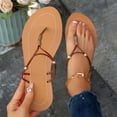 thumbnail image 6 of Caywon Women Flat Sandals, Beaded Toe Ring Walking, Braided Summer Slip On Dressy, Comfortable Ladies Shoes Sandalias Planas Mujer, 6 of 9