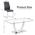 thumbnail image 6 of ExtraLco Glass Dining Table Set for 4, 63 Inch Table with Silver Chrome Base and Black PU Chairs, 6 of 9