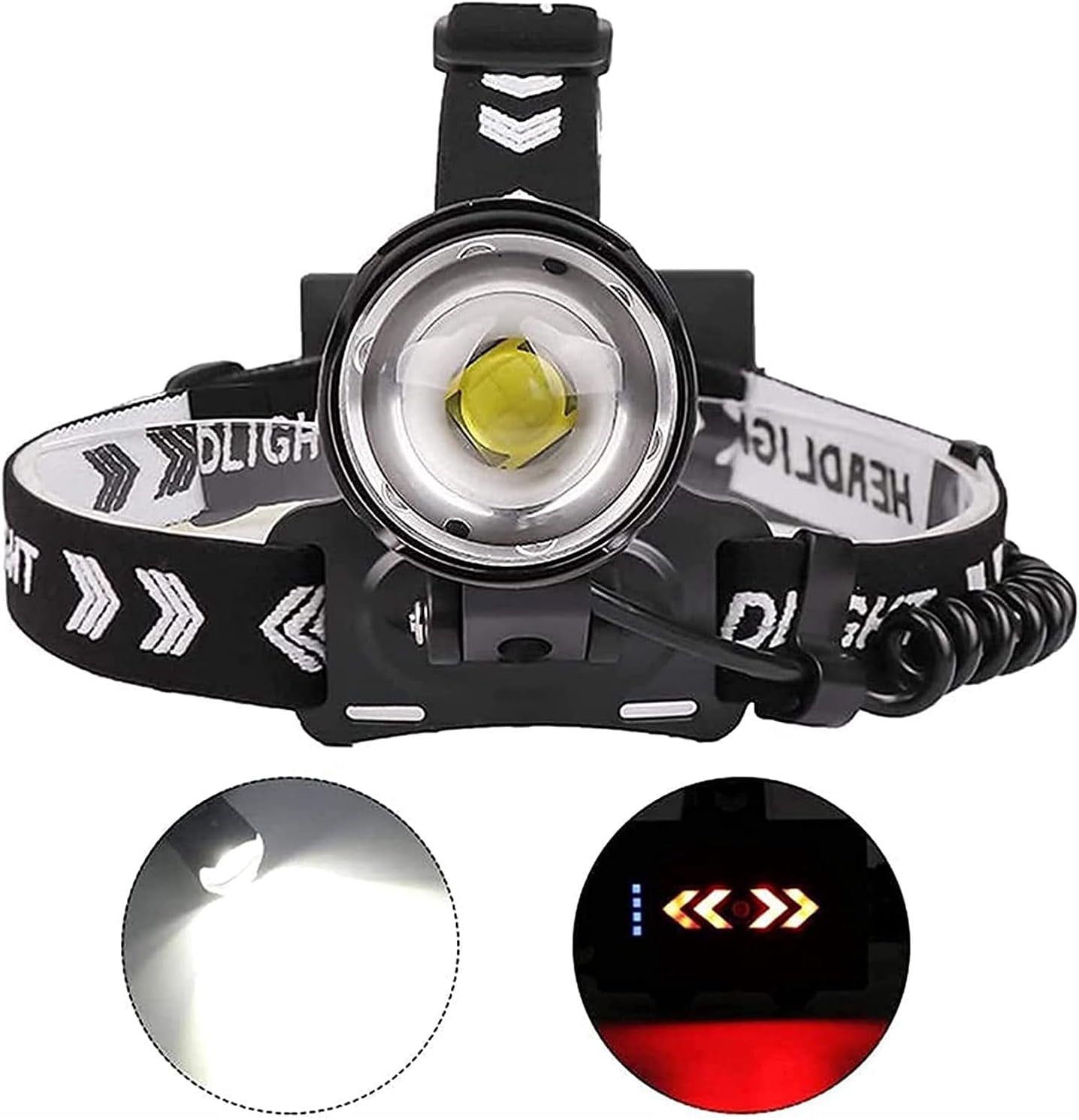 Rechargeable Led Headlamp Flashlight, Head Flashlight for Running Camping Fishing Outdoor