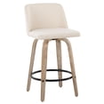 thumbnail image 2 of White-Washed Wood Cream Fabric Counter Stools, Set of 2 with Swivel Seats and Footrest, 2 of 5