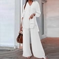 thumbnail image 2 of Up to 57% off! Qiaocaity 2 Piec Outfits for Womens Work Solid Cotton Linen Long Sleeved Shirt Lapel Set Summer Outfits Suits White XL, 2 of 3