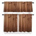 thumbnail image 2 of Kitchen Window Curtains Valance and Tier Set, Farmhouse Vintage Brown Wood Board Rod Pocket Tier Curtain Valance Set, Farm Wooden Texture Light Filtering Cafe Curtains for Bedroom Living Room, 2 of 9