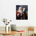 thumbnail image 2 of COMIO  Santa Claus Canvas Wall Art Christmas Wall Decor Santa with Reindeer Picture Vintage Santa Portrait Painting Decor Frame, 2 of 4