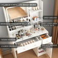 thumbnail image 6 of Fenbeli White Vanity Desk with Lighted Mirror, Makeup Table with Charging Station, Large Vanity Set with 3 Storage Compartments for Bedroom, 6 of 11