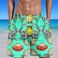 thumbnail image 2 of ZCFZJW Men's Swim Trunks Board Shorts with Pockets Big and Tall Regular Fit Casual Ocean Marine Print Drawstring Elastic Waist Summer Beach Shorts Swimsuit Swimwear for Men - No Liner Mint Green L, 2 of 5