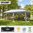 thumbnail image 4 of COBIZI 12x20 Pop-up Gazebo Patio Gazebo Outdoor Gazebo Canopy with Mosquito Netting Patio Tent Backyard Canopy with 2-Tiered Vented Top 3 Adjustable Height and 144 Square Ft of Shade, Light Gray, 4 of 14