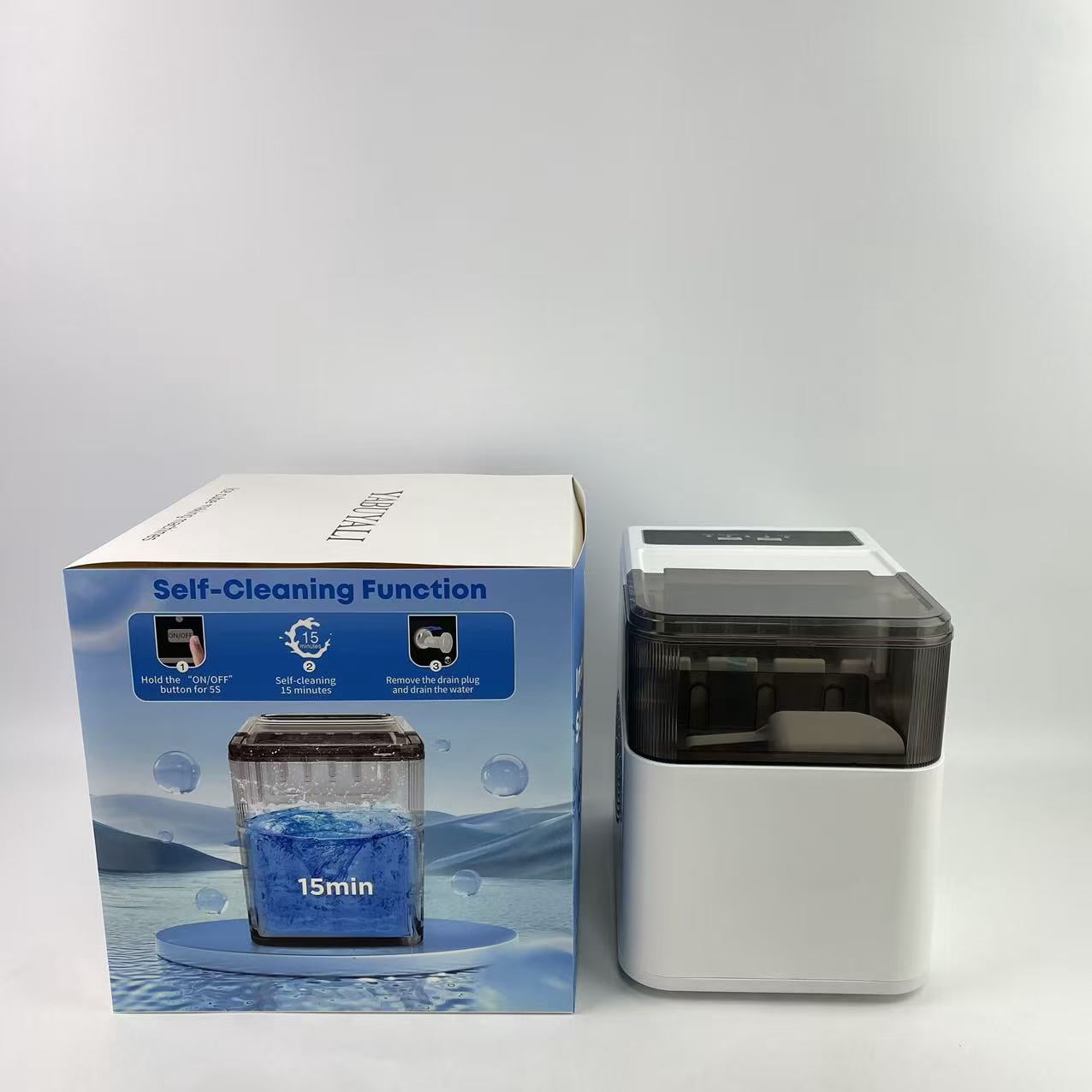 YABUYALI Ice cube making machines,Countertop Ice Maker Machine with Handle, 26lbs Per Day, 9 Ice Cubes Ready in 6 Mins, for Home/Kitchen/Camping/RV (White)