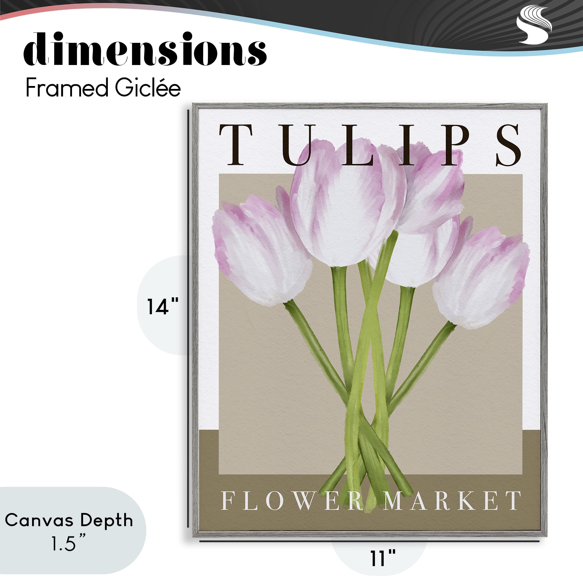 Stupell Industries Tulips Flower Market Gray Framed Giclee Art, design by Jennifer Stith