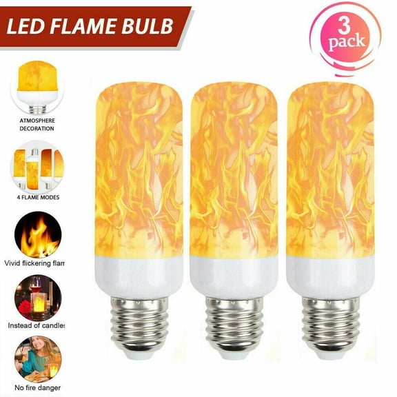 LNKOO LED Flame Effect Light Bulbs - E27 LED Bulb with Gravity Sensor Flame Night Bulb for Holiday Gifts Home Hotel Bar Party Decoration(3 Pack)