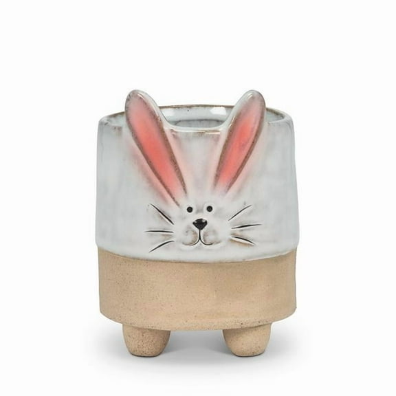 Abbott Collection AB-27-CRITTER-821-SM 4 in. Bunny with Ears Planter, White & Pink - Small