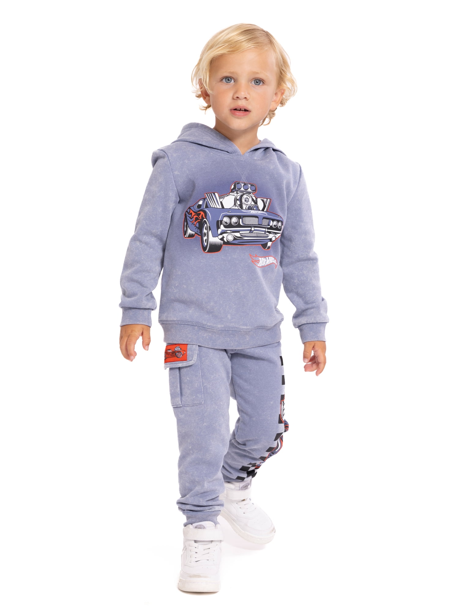 Hot Wheels Toddler Boys Hooded Graphic Sweatshirt and Jogger Pants Set, 2-Piece, Sizes 12M-5T