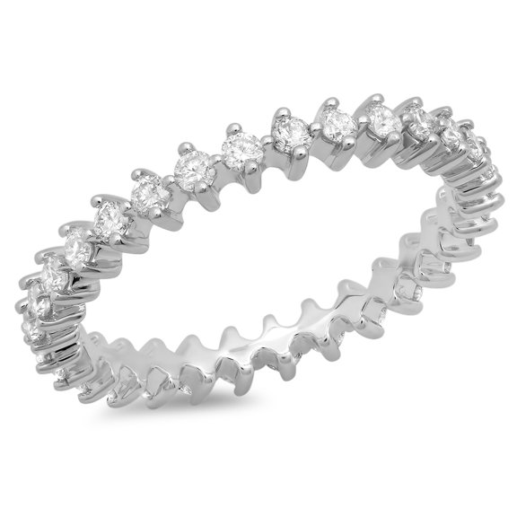 Dazzlingrock Collection 0.75 Carat (ctw) 14K Round Diamond Ladies Eternity Anniversary Open Prong Wedding Band 3/4 CT, White Gold