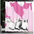 thumbnail image 4 of Ambesonne Animal Shower Curtain, Cats Kittens, 69"Wx84"L, Pale Pink Hot Pink, 4 of 5