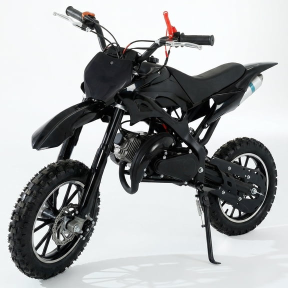 FONA 49cc 2-Stroke Dirt Bike for Kids 8-12, 25mph Mini Motorcycle with Dual Disc Brakes, Multi terrain tires Tires, Suspension & Soft Seat Black