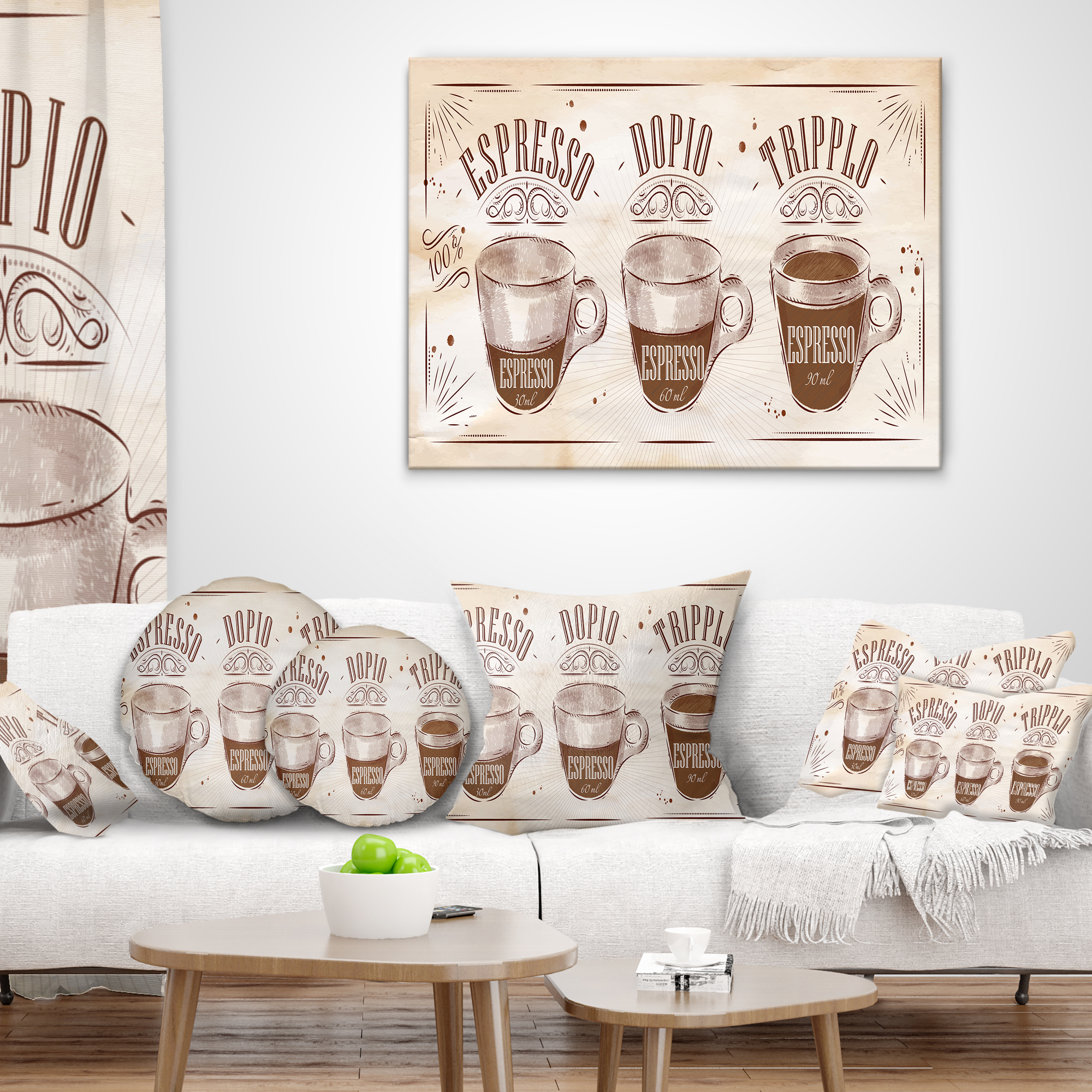 Designart Espresso Kraf Brown - Throw Pillow - 18x18