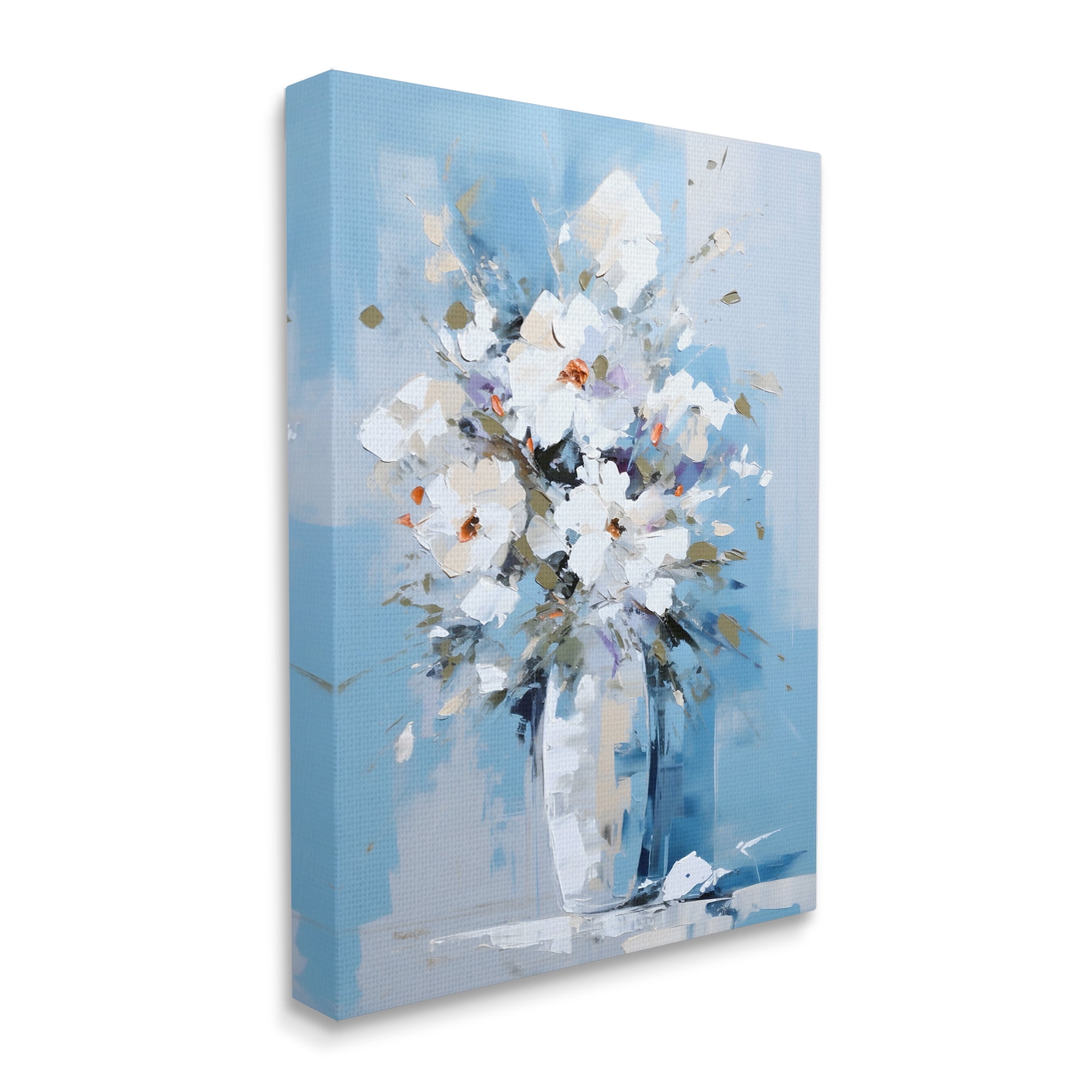 Stupell Industries White & Blue Bouquet Botanical & Floral Painting Gallery Wrapped Canvas Art Print Wall Art, 30 x 40