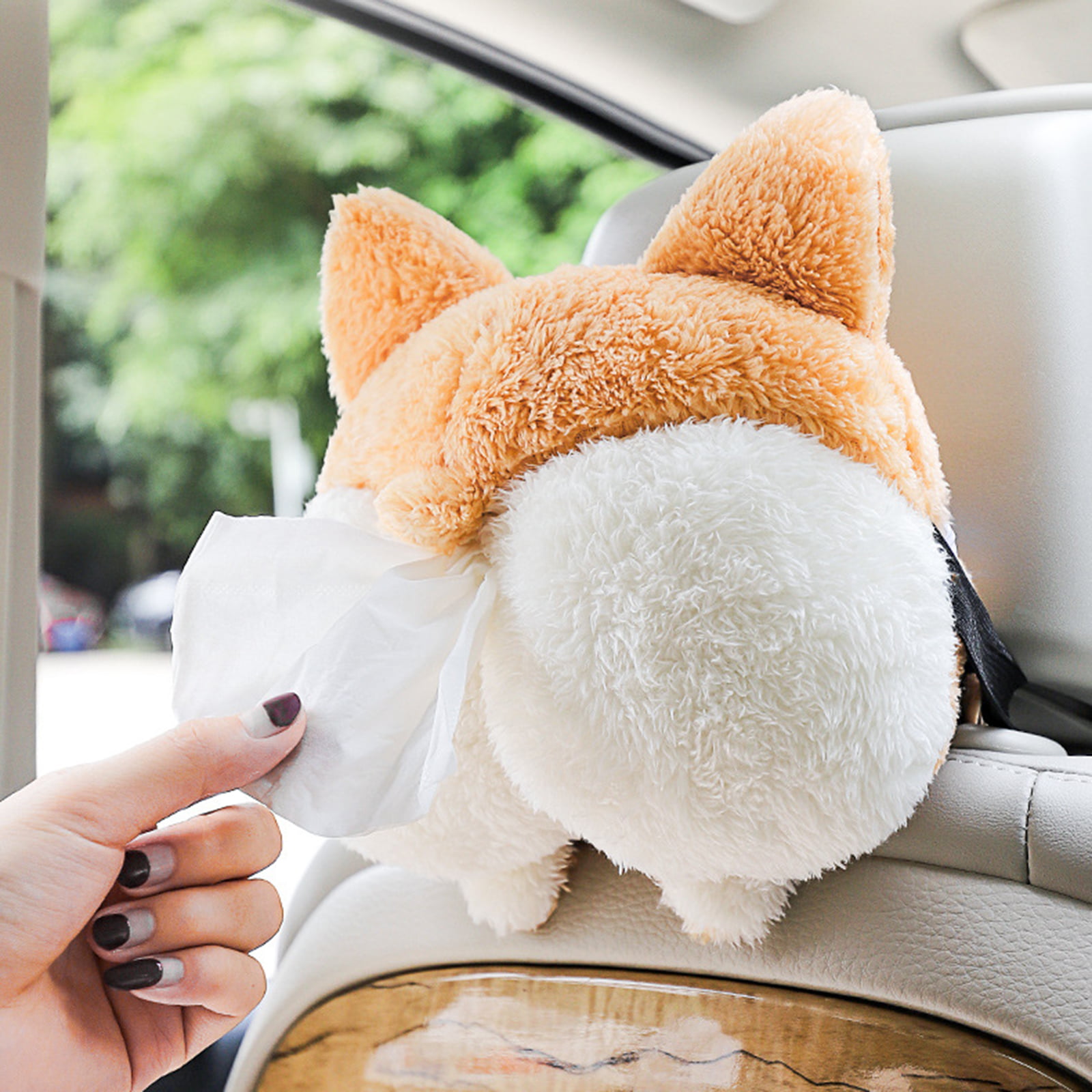 Car Cute Corgi Butt Tissue Box Holder Paper Napkin Seat Back Handing  SU