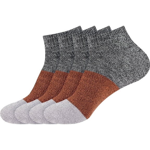 BambooMN Women's Rayon from Bamboo Classic Casual Ankle Socks - Black Red Grey - Regular - 4 Pairs