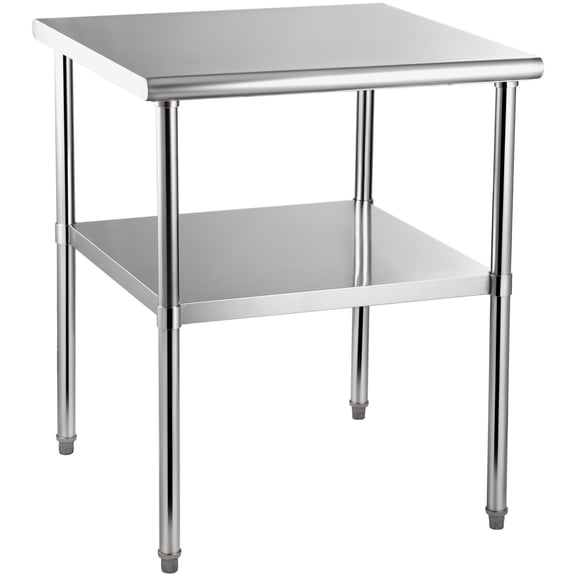 KFFKFF Stainless Steel Prep Table, 30 x 30 x 36 Inch, 800lbs Capacity Durable Metal Worktable with Adjustable Undershelf & Feet, Multipurpose Workstation for Kitchen, Garage, Restaurant, or Backyard