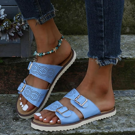 

KBODIU Sandals Women Athletic Comfortable Outdoor Sandals with Arch Support Walking Sandals for Women Fashion Slippers Beach Cork Slippers for Spot/Beach/Travel/Home Light Blue 37