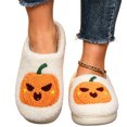 thumbnail image 4 of Halloween Pumpkin Face Slippers For Women Cute House Slippers Soft Warm Fuzzy Indoor Home Shoes, 4 of 6