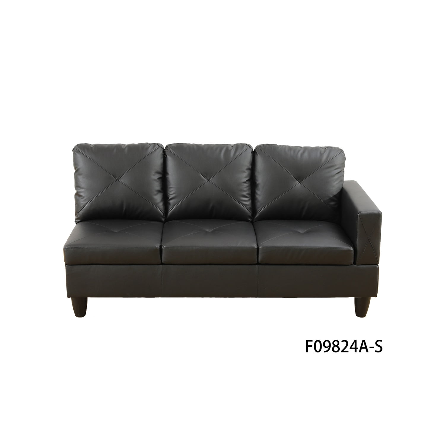 Hommoo Modern Faux Leather L Shaped Couches and Sofas Model, 4 Seat Sectional Sofa Living Room Furniture Sets for Home, Black(No Ottomans)