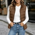 thumbnail image 2 of Women's Stand Collar Zip Up Puffer Vest Sleeveless Lightweight Quilted Gilet with Pockets Casual Outerwear for Fall Winter, 2 of 6