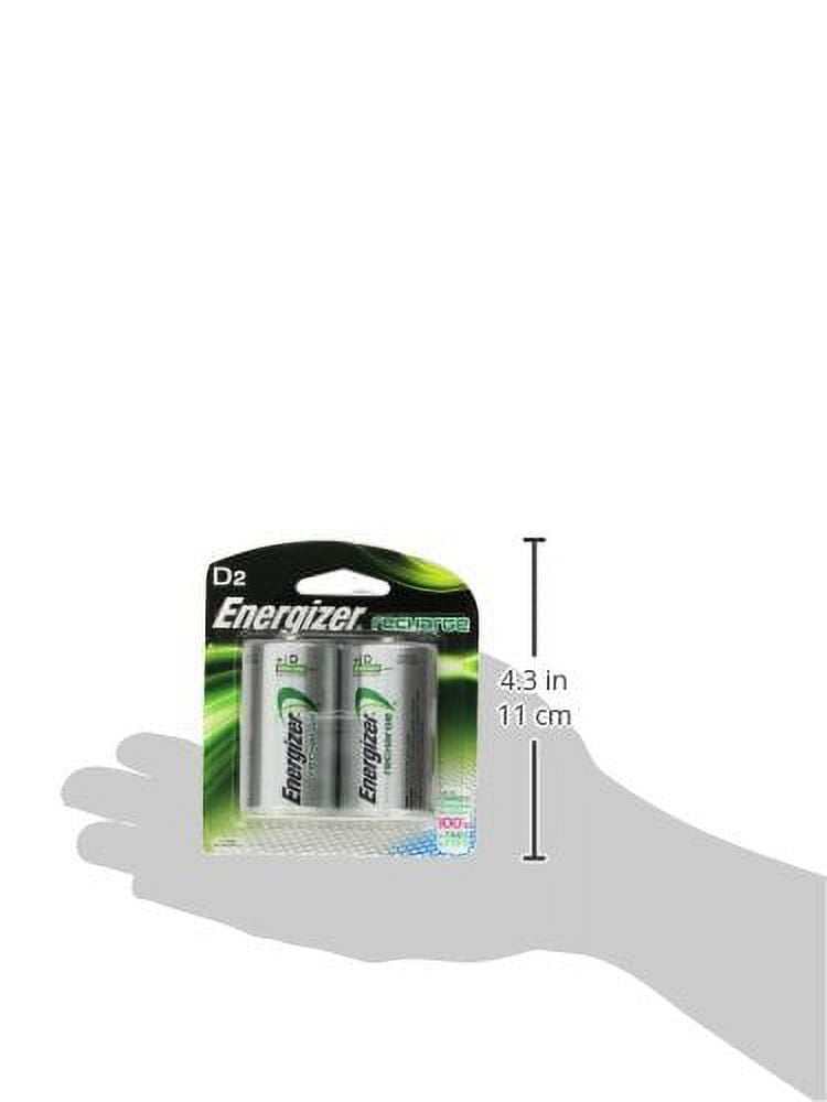 Energizer Rechargeable D Batteries, NiMH, 2500 mAh, 2 count