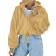 thumbnail image 1 of Sudadera Con Capucha Suelta Para Mujer, Cómoda Sudadera Con Cremallera De Color Liso Para Mujer Suelta Para La Escuela Para Citas ANGGREK Amarillo L, 1 of 5