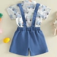 thumbnail image 5 of Toddler Baby Boy Easter Outfit Bunny Truck Short Sleeve Button Down Shirt Romper Suspender Shorts Set 2 Piece, 5 of 6