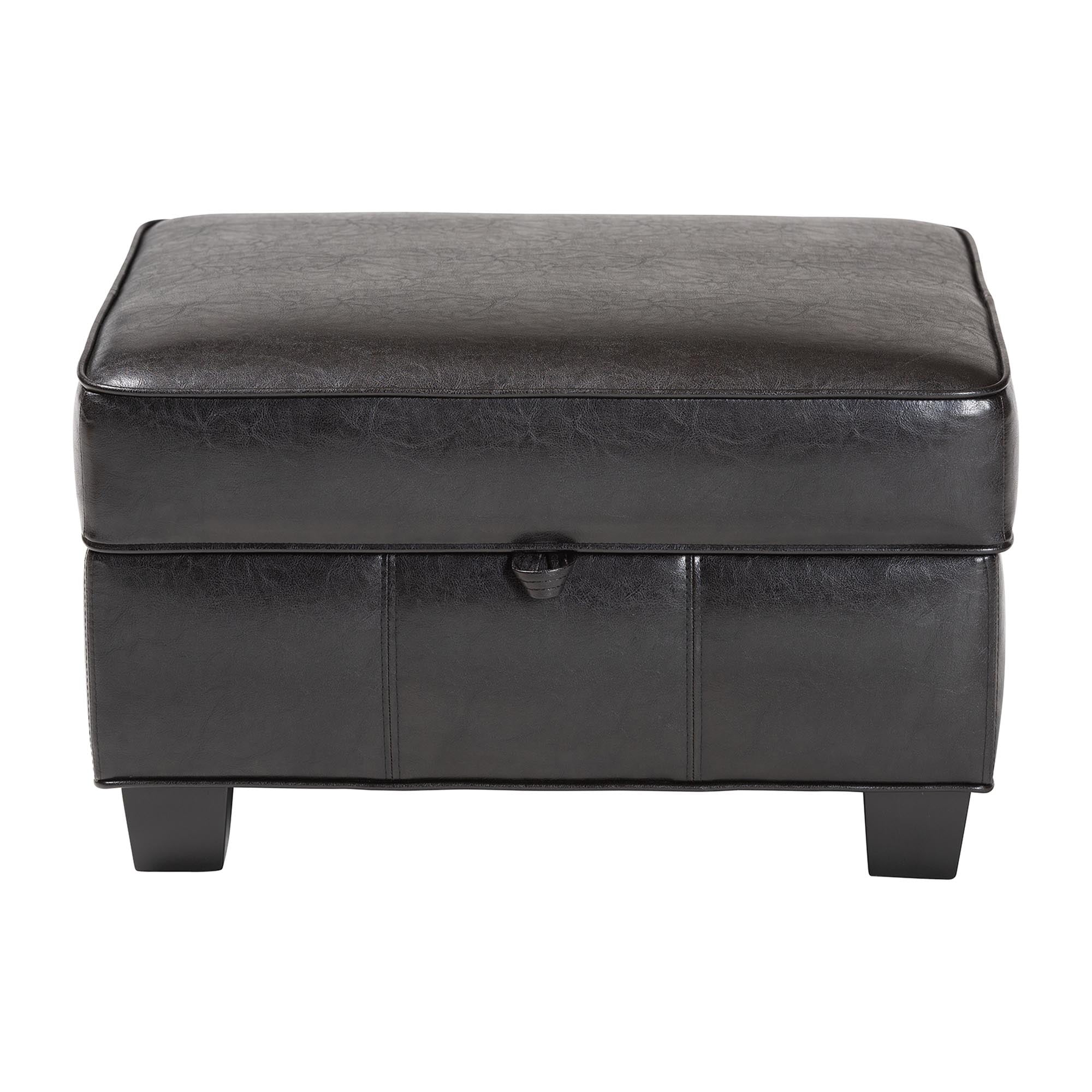 Baxton Studio Agustus Brown Leather Storage Ottoman