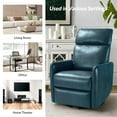 thumbnail image 5 of Leather 360 Swivel Recliner Glider Rocker Nursey Chair Single Sofa Armchair Manual Reclining Push Back Lounge Living Room Home Theater Turquoise, 5 of 9