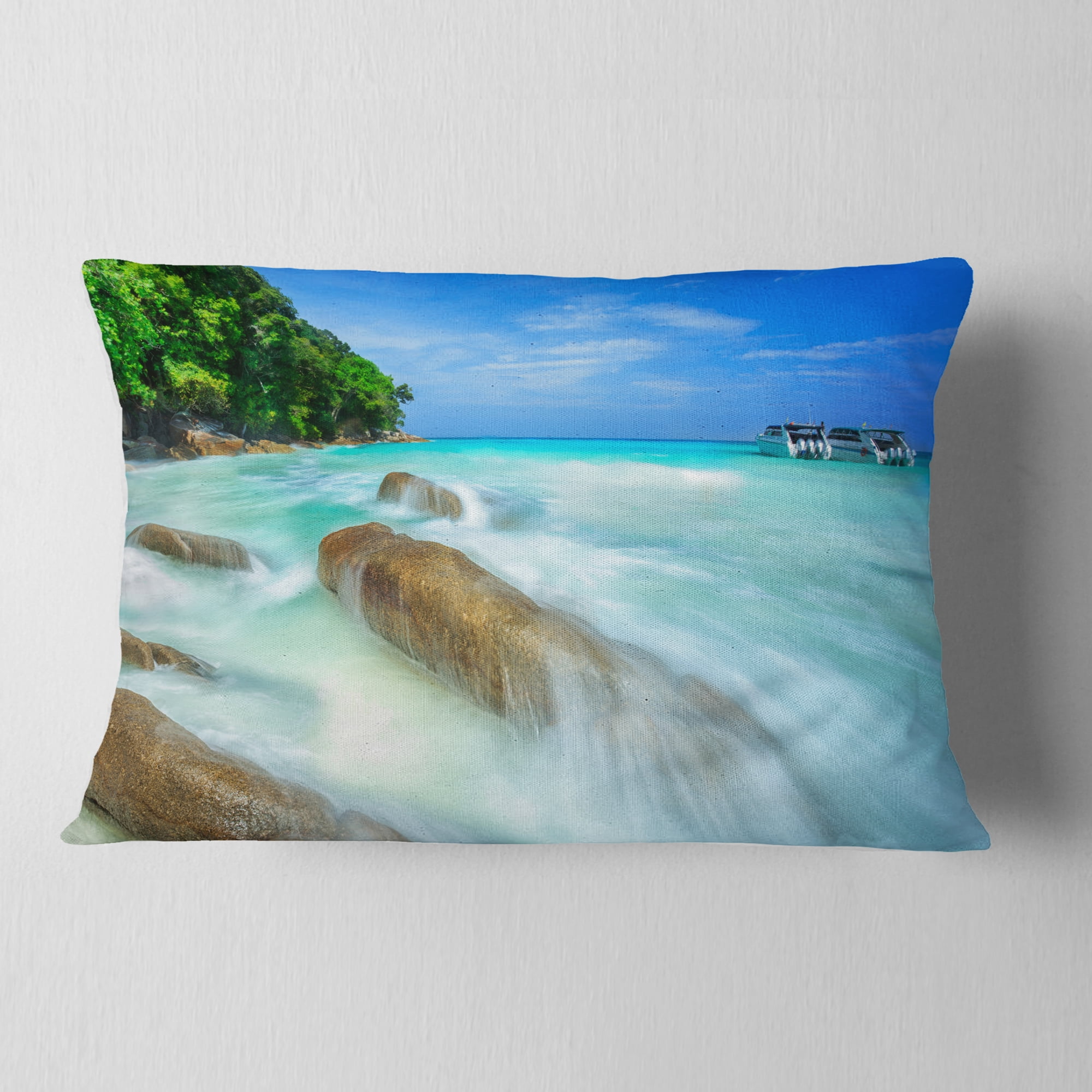 Designart Tachai Island in Thailand Landscape - Photography Throw Pillow - 12x20