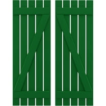 Ekena Millwork 19 1/2"W x 71"H Americraft Five Board (2 Batten) Exterior Real Wood Spaced Board-n-Batten Shutters w/ Z-Bar (Per Pair), Viridian Green