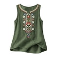 thumbnail image 6 of Womens Summer Tops Loose Embroidered Sleeveless V Neck Cotton Linen Tank Tops for Women Black M, 6 of 7