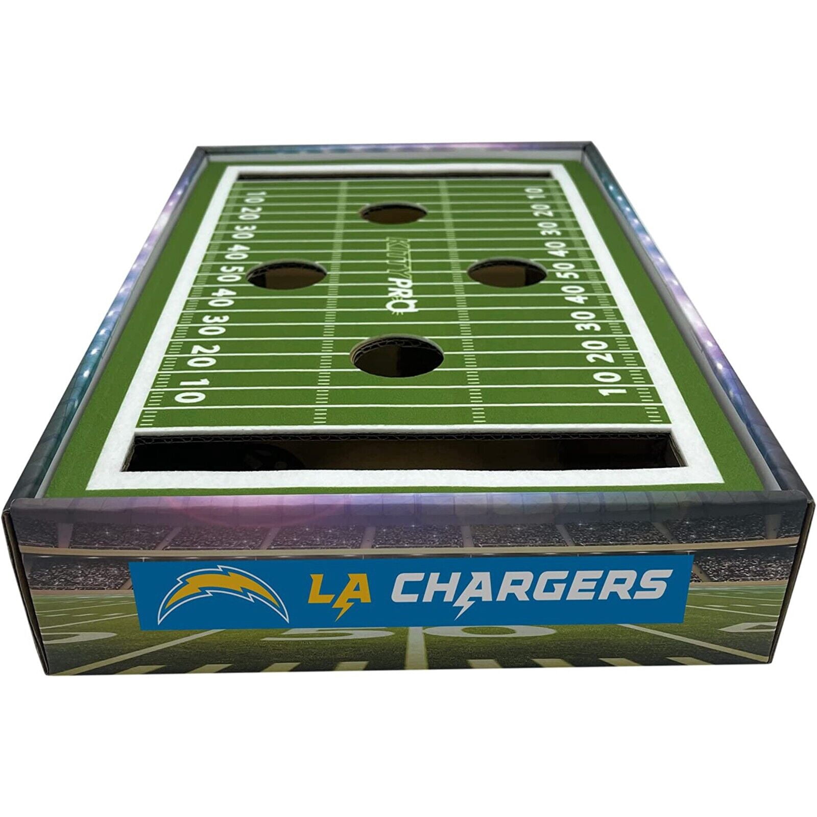 Pets First NFL Los Angeles Chargers Cat Scratcher Box Football Field Designed Cat Scratcher & Lounge