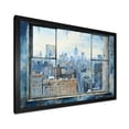 thumbnail image 2 of Designart "Urbanscape View of Vintage NYC from Window I" Cityscapes Framed Wall Art Decor - Industrial Blue New York City Hallway Framed Wall Art Decor, 2 of 6