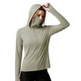 thumbnail image 2 of Women's Sun Protection Jacket Cooling Hooded SPF Shirt Long Sleeve UV Clothing for Hiking Golf Outdoor Beige M(M), 2 of 5
