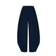 thumbnail image 6 of HongQid Women's Casual Cotton Linen Barrel Pants with Elastic Waist Relax Fit Trouser, 6 of 9