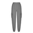 thumbnail image 5 of Womens Joggers Pluz Size Women's Fashion Casual Pocket Straight Leg Pants High Waisted Workwear Pants Gray M, 5 of 9